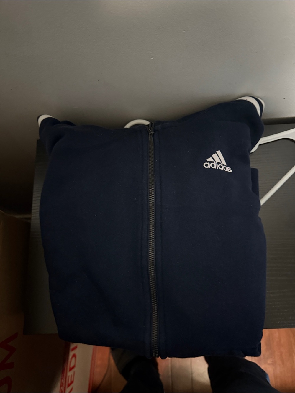 adidas Navy Zip-Up Sweatshirt with White Logo